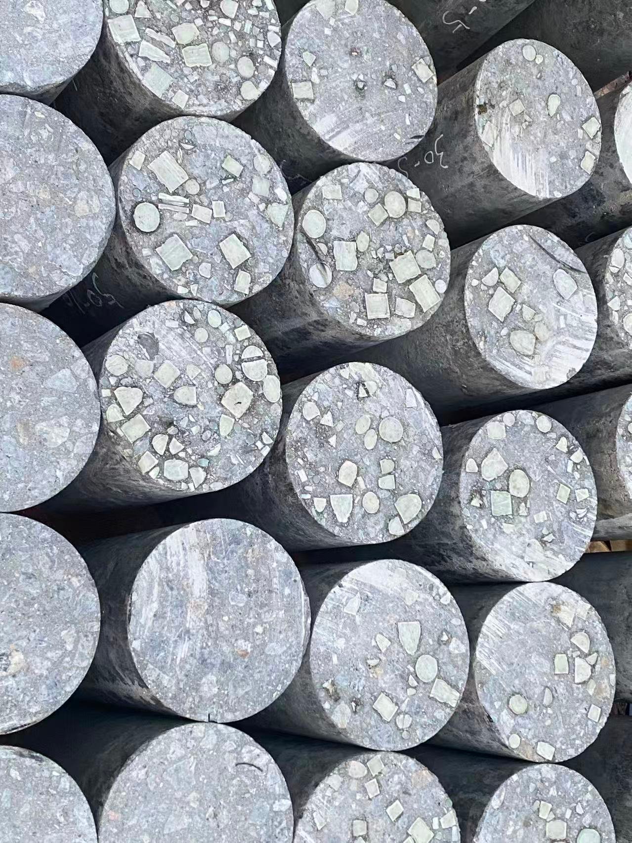 Core samples showing exposed aggregate distribution