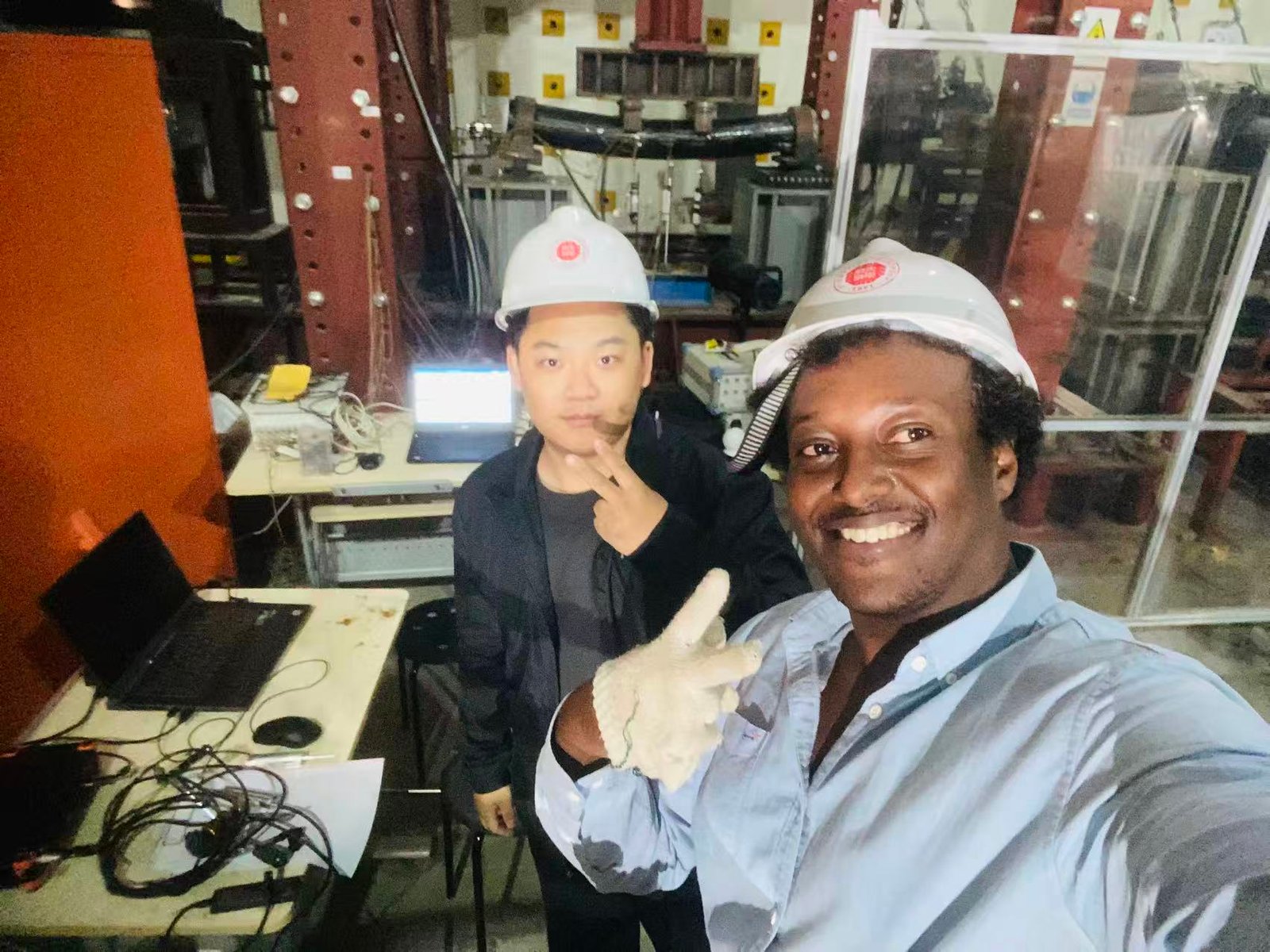 Research team members in a laboratory environment