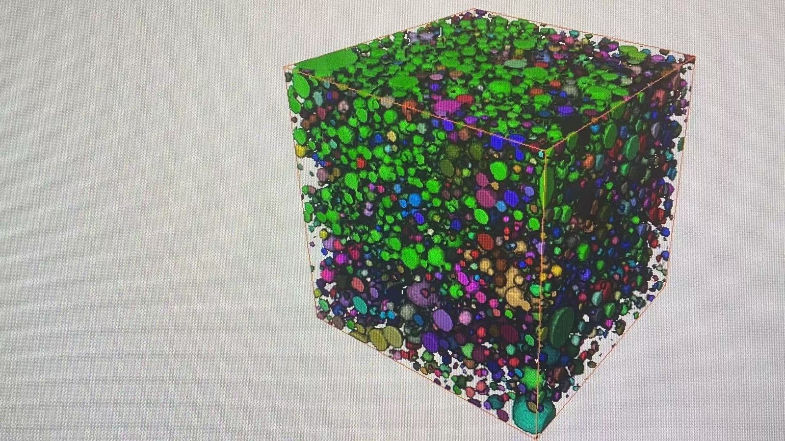 Three-dimensional particle distribution model for material analysis