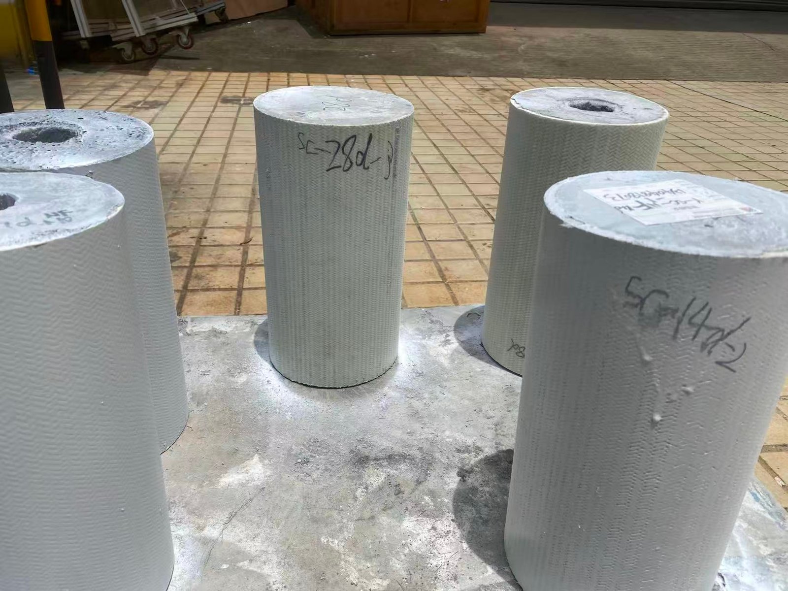 Prepared cylindrical specimens for laboratory testing